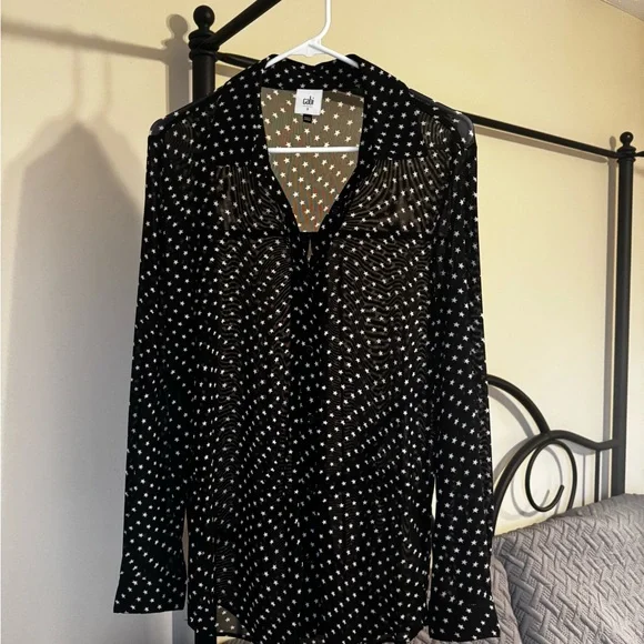 Cabi Sheer/Mesh Star Print Blouse size S - Picture 2 of 3